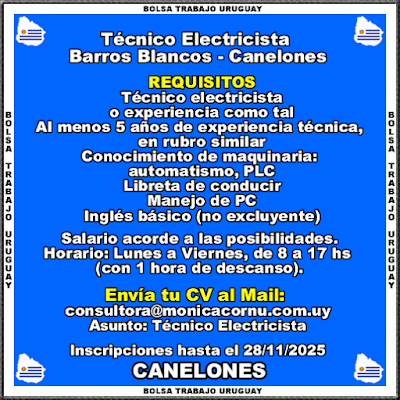 Técnico Electricista Barros Blancos,Canelones Técnico Electricista Barros Blancos,Canelones
