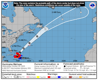 Aún desde Cuba, Melissa genera fuertes lluvias en sur dominicano.