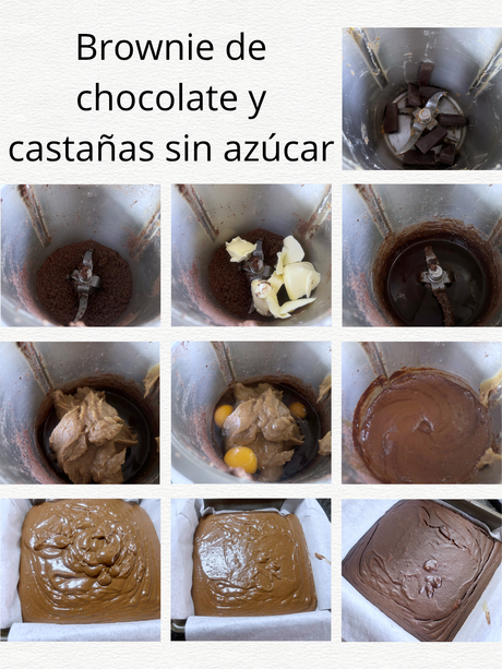 Brownie de chocolate y castañas sin azúcar Brownie de chocolate y castañas sin azúcar