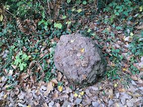 Vestigio de la última erupción. Bomba volcánica Vestigios de la última erupción del Croscat en Olot-Santa Pau. Girona