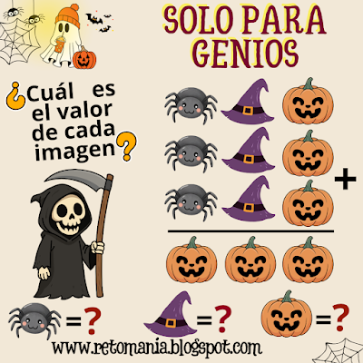 SOLO PARA GENIOS Retos matemáticos, Desafíos matemáticos, Problemas matemáticos, Día de las Brujas, Halloween, Aprender jugando, Jugando aprendo, Juegos Halloween, Retos mentales, Retos visuales, Retos virales, Pasatiempos, Matemática Recreativa, MateRecreativa, Clases Divertidas, Clase Dinámicas, Solo para Genios, Retos Solo para Genios