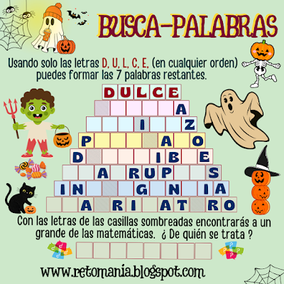 BUSCAPALABRAS Retos matemáticos, Desafíos matemáticos, Problemas matemáticos, Día de las Brujas, Halloween, Aprender jugando, Jugando aprendo, Juegos Halloween, Retos mentales, Retos visuales, Retos virales, Pasatiempos, Matemática Recreativa, MateRecreativa, Clases Divertidas, Clase Dinámicas, Juegos de Palabras, Palabra oculta, BuscaPalabras