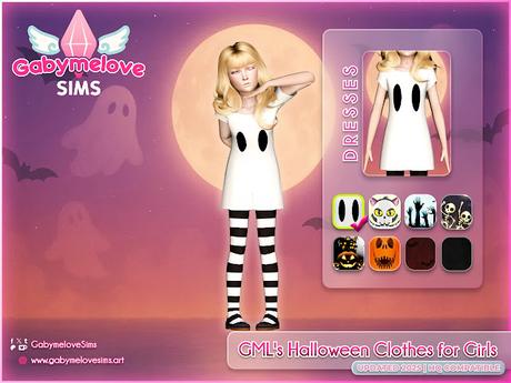 Halloween Dresses for Girls 👗 – Gabymelove Sims (HQ Update 2025) GML’s Halloween Dresses for Girls – Halloween-themed dress collection with cute and spooky designs for The Sims 4. Includes ghost, skeleton, cat, and pumpkin patterns. HQ compatible, updated 2025.