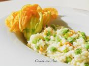 Risotto guisantes flores calabacín