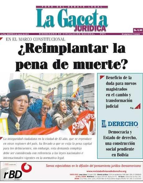 ¿Reimplantar la pena de muerte en Bolivia? (Segunda versión ampliada)