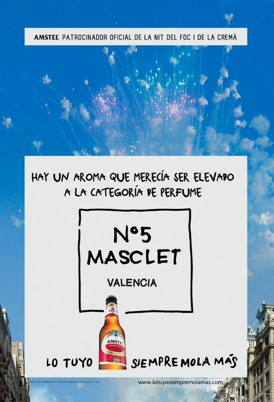 Masclet Nº5, el perfume con olor a pólvora de Amstel para celebrar las Fallas