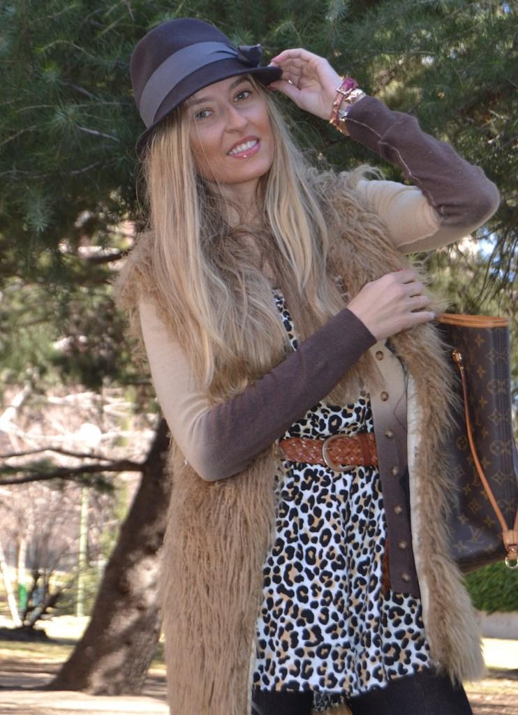 Jumpsuit, fur and hat