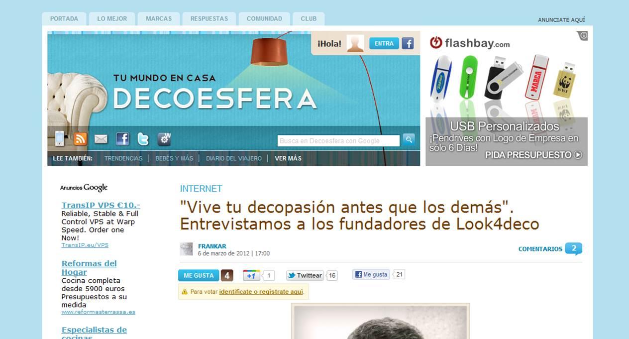 Entrevista en Decoesfera a los fundadores de Look4deco