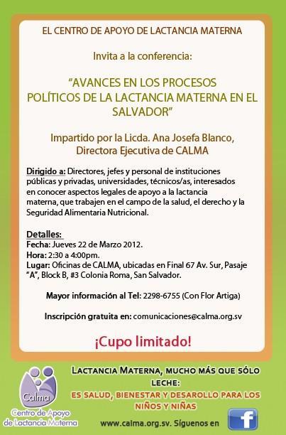 Conferencia sobre Políticas sobre Lactancia Materna en El Salvador