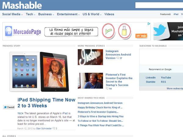 CUANTO VALE? La CNN compraría el blog Mashable por US$ 200 millones...