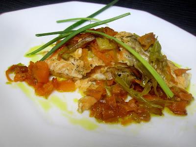 Salmón en papillotte
