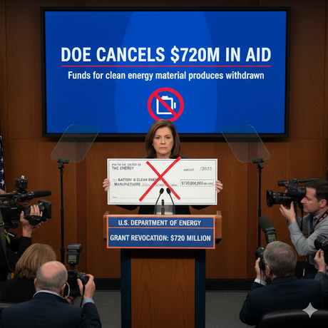 EE. UU. cancela más de 700 millones en subvenciones tecnológicas: impacto en la manufactura de baterías y materiales sostenibles