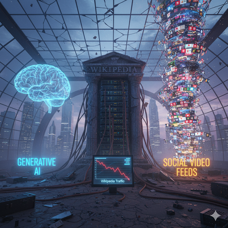 Wikipedia enfrenta una caída de tráfico por la expansión de la IA generativa y el auge de los vídeos sociales Wikipedia enfrenta una caída de tráfico por la expansión de la IA generativa y el auge de los vídeos sociales