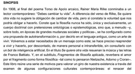 SE QUIERE OTRA VIDA, ENSAYO DE LLUÍS PLA (2025)