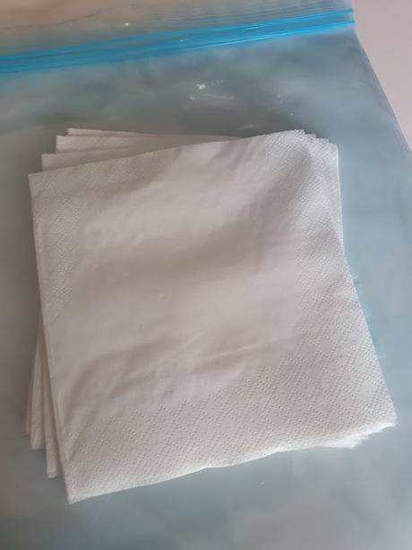 Bolsa zip con servilletas de papel en su interior