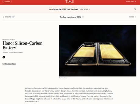 HONOR recibe doble reconocimiento en los premios TIME Best Inventions 2025 HONOR recibe doble reconocimiento en los premios TIME Best Inventions 2025