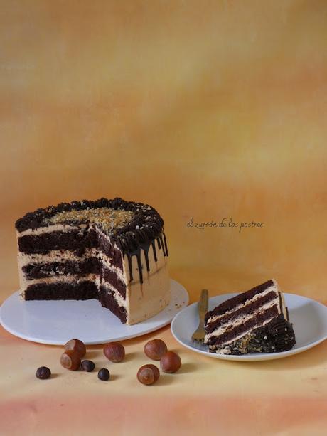 Tarta Chocolate Dulce de leche guirlache de avellanas