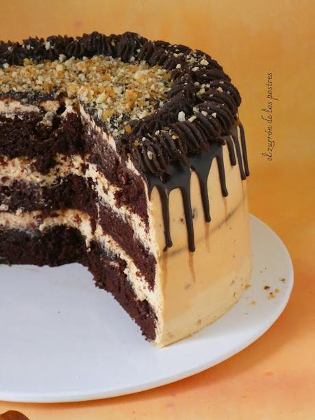 Tarta Chocolate Dulce de leche guirlache de avellanas
