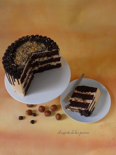 Tarta Chocolate Dulce de leche guirlache de avellanas