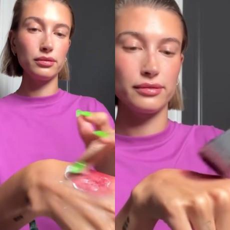 Hailey Bieber: su truco viral de maquillaje para aplicar el rubor que es tendencia en tiktok e Instagram. Aprende el paso a paso. glowy blush truco de maquillaje beauty tip makeup efecto glow piel luminosa Hailey Bieber tiktok paso a paso