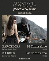 Conciertos de fin de gira de la Dolce Vita Tour de Amaral en Barcelona y Madrid en diciembre del 2026