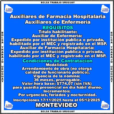 Auxiliares de Farmacia Hospitalaria y Auxiliares de Enfermería Auxiliares de Farmacia Hospitalaria y Auxiliares de Enfermería