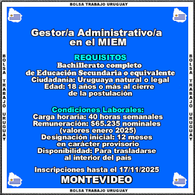 Gestor-a Administrativo-a en el MIEM Gestor-a Administrativo-a en el MIEM