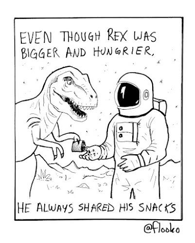 El astronauta y el tiranosaurio de Flooko