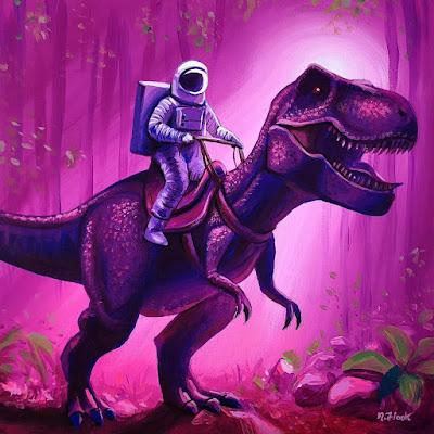 El astronauta y el tiranosaurio de Flooko