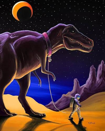 El astronauta y el tiranosaurio de Flooko