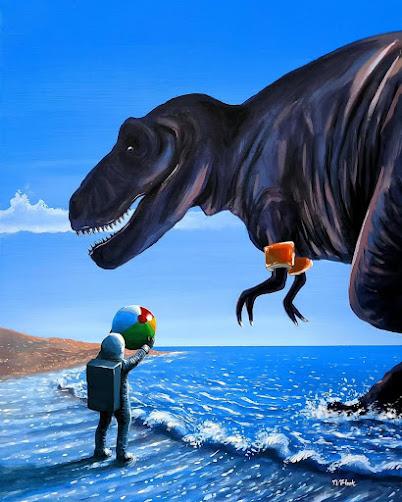 El astronauta y el tiranosaurio de Flooko