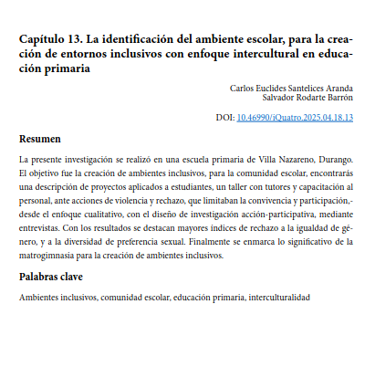 La identificación del ambiente escolar  para la creación de entornos inclusivos con enfoque intercultural en educación primaria