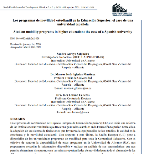 Los programas de movilidad estudiantil en la Educación Superior: el caso de una universidad española