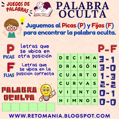 Retos matemáticos, Desafíos matemáticos, Juegos de letras, Juegos de palabras, Palabra oculta, Descubre la Palabra, Juegos mentales, Juegos educativos, Retos mentales, Retos virales, Post virales, Aprender jugando, Jugando aprendo, Juegos en clase, Clases divertidas, Clases dinámicas, MateRecreativa, Matemática Recreativa