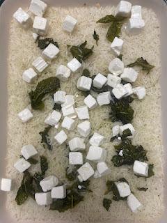 ARROZ AL HORNO CON GRANADA, ACEITUNAS, QUESO