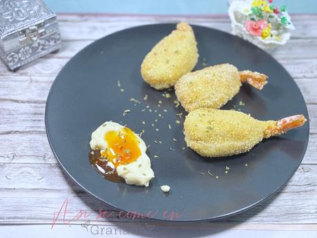 Gambones con bechamel rebozados Gambones con bechamel rebozados