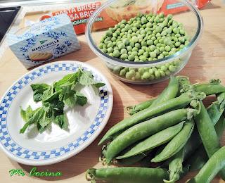 TARTALETA DE CREMA DE CHICHAROS CON HIERBABUENA