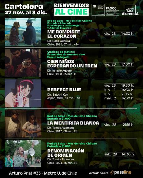 Descubre la Cartelera del Centro Arte Alameda del 27 de noviembre al 3 de diciembre Descubre la Cartelera del Centro Arte Alameda del 27 de noviembre al 3 de diciembre