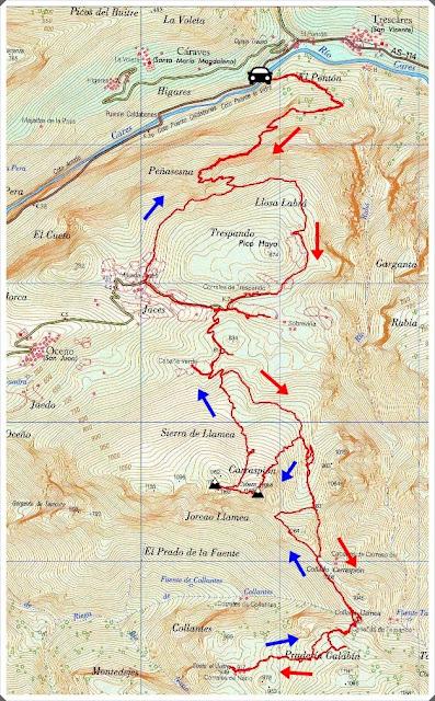 Puente la Vidre-Braña Caraspión-Cuetu las Vacas-Cuetu Legua