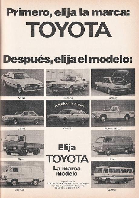 Toyota y los modelos importados a Argentina en 1982 Toyota y los modelos importados a Argentina en 1982