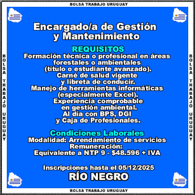 Encargado-a de Gestión y Mantenimiento Encargado-a de Gestión y Mantenimiento