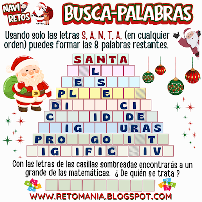 Navidad, MateNavidad, NaviRetos, Matemáticas y Navidad, Desafíos matemáticos, Retos matemáticos, Problemas matemáticos, Retos virales, Juegos mentales, Juegos virales, Post virales, Retos mentales, Adivinanzas, Acertijos, Jeroglíficos, Palabra Oculta, Juegos de Palabras, Solo para Genios, Retos Solo para Genios