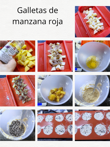 Galletas de manzana roja y chocolate sin gluten