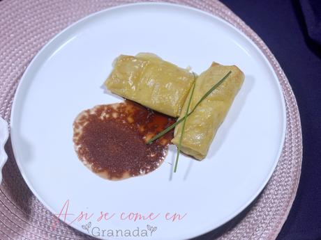 Aperitivo navideño con papel de arroz