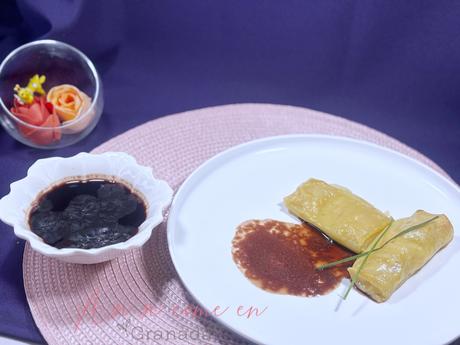 Aperitivo navideño con papel de arroz