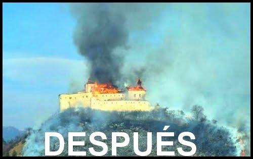 Dos niños que fumaban incendian un castillo gótico del siglo XIV.