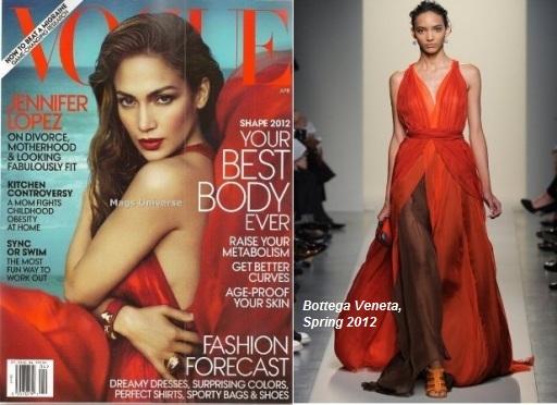 Jennifer López, impactante mujer de rojo en Vogue USA, Abril 2012