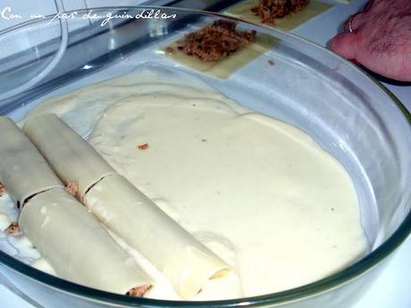 Canelones de pollo y foie