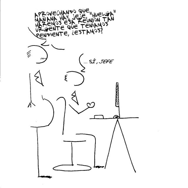 Piquete empresarial, el cómic. Segundo capítulo: esas reuniones el día de huelga