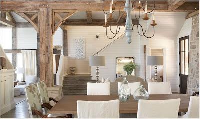 GRANDES VIGAS Y COLUMNAS EN INTERIORES RUSTICOS